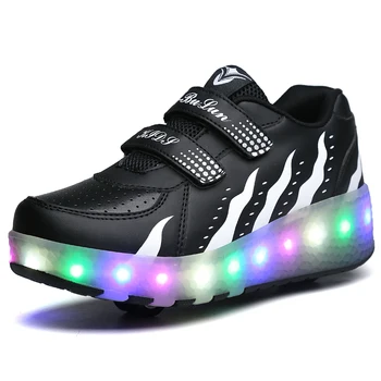 Copii Pantofi Cu Două Roți LED iluminat Moda Copii Adidasi Sport Pantofi Casual Pentru Baieti si Fete Dimensiunea 29-41