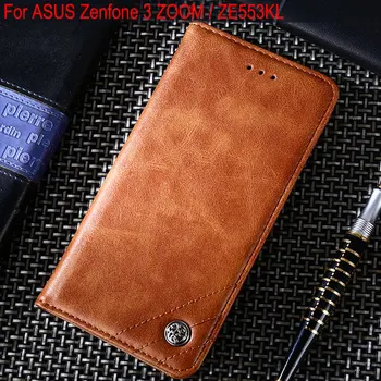 Caz pentru ASUS ZenFone 3 ZOOM ZE553KL de Lux din Piele Flip cover Cazuri cu Suport Card Slot funda Fără magneți stil Vintage