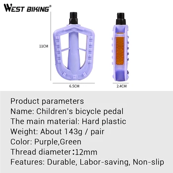 WEST BIKE pentru Copii de Înaltă Calitate Biciclete Pedale Anti-Alunecare Siguranță Ciclism Pedala de Ușor 1 Pereche de Pedale Pentru Copii Bicicleta