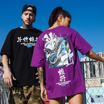 Hip Hop Tricou Barbati Șarpe Chineză Charaters Tricouri Harajuku Streetwear 2020 Primavara-Vara Tricou Maneci Scurte Topuri Tricouri De Bumbac