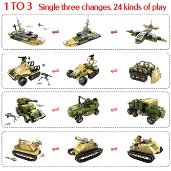 SEMBO 1061Pcs WW2 Deformare Car Război Blocuri Militare Technic Rezervor de Soldați ai Armatei Cifre Cărămizi Jucării pentru Băieți