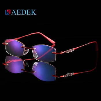 KAEDEK fără ramă Femei Anti-Blu-Ray calculator Ochelari de Citit Ochi de Pisică Diamond Frame Presbyopic Doamnelor Dioptrie Farsight+1+1.5+2+2.5