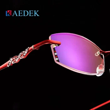 KAEDEK fără ramă Femei Anti-Blu-Ray calculator Ochelari de Citit Ochi de Pisică Diamond Frame Presbyopic Doamnelor Dioptrie Farsight+1+1.5+2+2.5