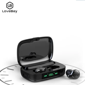 LOVEBAY TWS fără Fir Bluetooth Casti de Putere LED Display rezistent la apa Microfon Asculta muzica Sport Căști fără Fir, Căști
