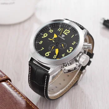 NOUA Moda OUYAWEI Brand de lux Automatic Mecanic Mens Watch Bărbați Ceasuri de mana din piele Trupa Casual Ceas Analogic Orologio Uomo