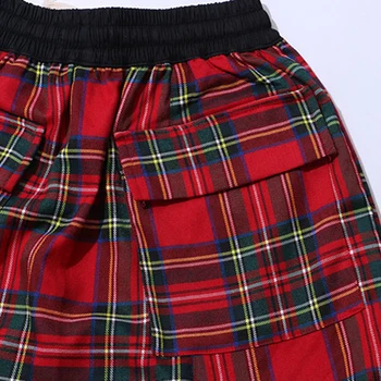 High Street Mens Scoțiană În Carouri Pantaloni Scurți Hip Hop Tartan Carouri Model Casual, Pantaloni Scurți Cu Talie Elastic Jos Dunga Bermude