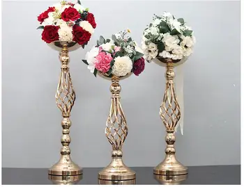 10PCS de Aur de Flori Vaze sfesnice Rack Iese în Decor Nunta Drum Duce Masă Pilon Central de Partid Eveniment Sfeșnic