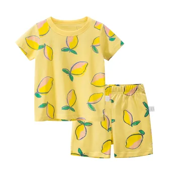 LZH Haine pentru Copii Pentru Fete Set de Pijama de Vara Drăguț Bumbac Imprimare Topuri Largi+pantaloni Scurți Tinute camasa de noapte, Pijamale Copii Acasă Purta