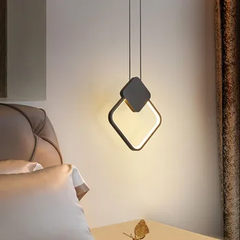 BEIAIDI Nordic Minimalist Pandantiv cu LED-uri Lămpi Moderne Pătrat Rotund Fir Lung Estompat Perdeaua de Lumini de pe Noptiera de Fundal Decor Lampa