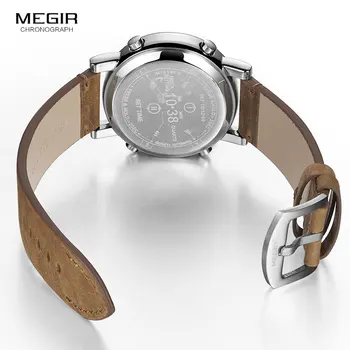 MEGIR Lux Ceas Digital Bărbați 2019 Noi Relogio Masculino Curea din Piele Maro Armata Sport Cuarț Încheietura Ceasuri Ceas de Om 2137