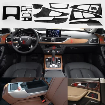 H2CNC Masina 5D Reflectorizante Fibra de Carbon cu Interior Negru Decal Trim Dash Kit se Potrivesc Pentru Audi A6 2012-Up