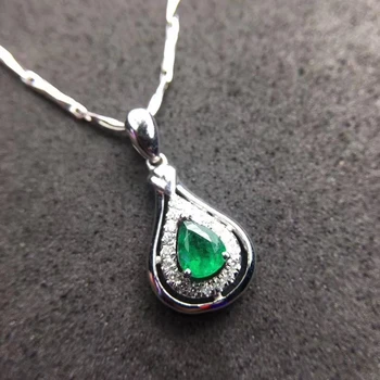 Picătură de apă verde smarald piatră pandantiv colier de femei reale argint 925 bijuterie naturala certificata de culoare verde cadou