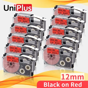 UniPlus 10PK 12mm Etichetare Bandă Neagră pe Rosu Compatibil Casio Label Maker XR12RD XR-12RD Imprimanta Panglica pentru Casio Etichetare KL100