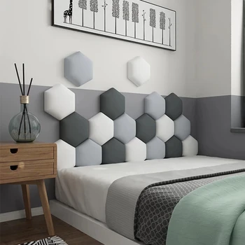 Hexagonale Bordura Moale Sac 3D Autocolante de Perete Camera de zi Dormitor Nordic Decorative autoadezive Soft-pack Decalcomanii de Perete