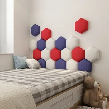 Hexagonale Bordura Moale Sac 3D Autocolante de Perete Camera de zi Dormitor Nordic Decorative autoadezive Soft-pack Decalcomanii de Perete