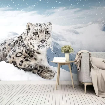 3D Tapet Modern, Simplu Snow Leopard Foto picturi Murale Camera de zi Dormitor Copil de Fundal de Hârtie de Perete Decor Acasă 3D Fresce