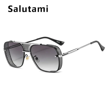 Vintage Gros tăișuri Grilă Pătrat ochelari de Soare Pentru Barbati 2020 Nou Aliaj Uv400 Brand de Ochelari de Soare de sex Masculin Negru, Nuante de Maro pentru Femei Ochelari
