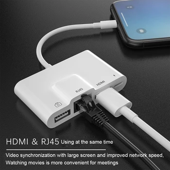 Pentru Lightning la USB 3 Camera OTG Adaptor Digital AV Adapter Adaptor OTG cu Ethernet Lan RJ45 HDMI 1080P USB Pentru iPhone iPad