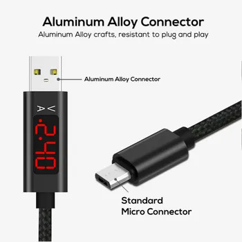 VOXLINK Cablu Micro USB Tensiune și Curent de Afișare Inteligent de Sincronizare a Datelor prin Cablu USB Pentru Samsung, Xiaomi, Huawei Android prin Cablu USB