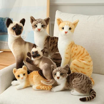 Simulare American Shorthair Cat Jucărie de Pluș Umplute realiste de Pluș pisica Siameza Animale papusa jucării pentru Copii animale de Companie Jucărie Decor
