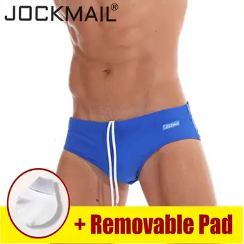 JOCKMAIL Brand Solid Trunchiuri de Înot Cu Detașabil Împinge Pad Bărbați Costume de baie cu Talie Joasa Sexy Boxeri Beachwear pantaloni Scurți pentru Bărbați de Înot Scurt