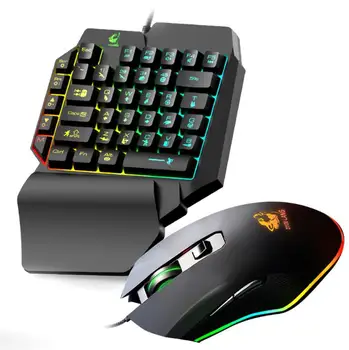 T1 cu Cablu cu O singură mână Tastatură de Gaming Mouse Combo pentru PUBG PC Gamer Combo Set Design Ergonomic pentru PUBG PC