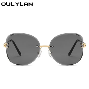 Oulylan fără ramă de ochelari de Soare Femei 2021 Design de Brand Framless Tăiere lentile de Ochelari de Soare Femei Vintage Gri Roz Ochelari de UV400