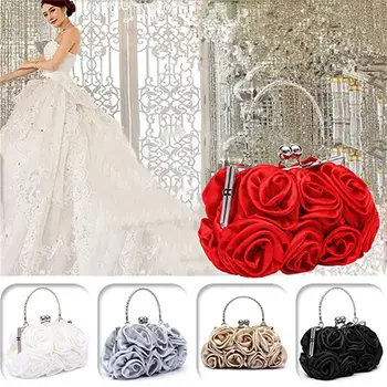 Femei de moda de Flori de Trandafir de culoare solidă geanta Casual, de Seara, Petrecerea de Nunta Genți de mână de Lux genti