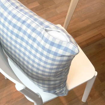 Nordic albastru verifica pernă acasă moale decor fără miez de pernă canapea pernă decor masina recuzită fotografie