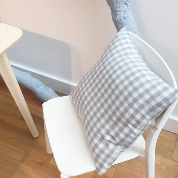 Nordic albastru verifica pernă acasă moale decor fără miez de pernă canapea pernă decor masina recuzită fotografie