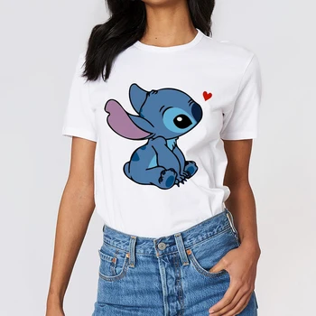 Disney Haine de T-shirt Lilo & Stitch Print T-shirt Streetwear Topuri Femei Tricou Vrac Maneci Scurte Harajuku Femei T shirt