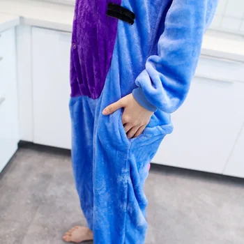 Kigurumi Măgar Pijama Albastră Animal Adult body-uri pentru Femei Barbati Cuplu de Iarna Pijamale Kegurumi Pijamale Flanel Pijamas pijama