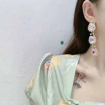 MWSONYA Trendy coreean Exagerat de Lux Waterdrop Cristal Lung Picătură Cercei pentru Femei Fete Pendientes Partid Cadouri Bijuterii