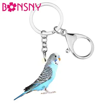 Bonsny Acrilic cu coadă Lungă Papagal Pasăre Brelocuri Breloc Animal Minunat Cheie Lanț de Bijuterii Pentru Copii Fete Cadou Amuzant Decor