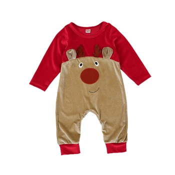 2020 Costume de Crăciun Fetita cu Maneci Lungi Salopeta Toamna Cerb Model cu Dungi cu O Bucată de Bumbac Tricotate Pantaloni Lungi Vladan