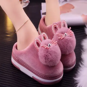 2020 new sosire femei de iarnă acasă rafală pantofi de sex feminin scurt de pluș, papuci de creștere platforma 5 cm Fete ins papuci