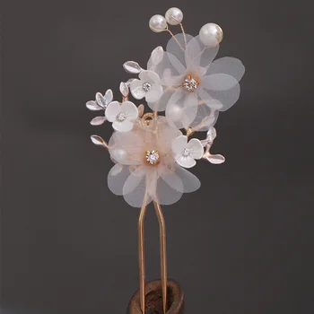 1 buc Nou Retro Tradițională Chineză Antică Margele de Cristal Flori Simulat Perle Ciucure Lung Stick de Păr Agrafe de par Pas se Agită
