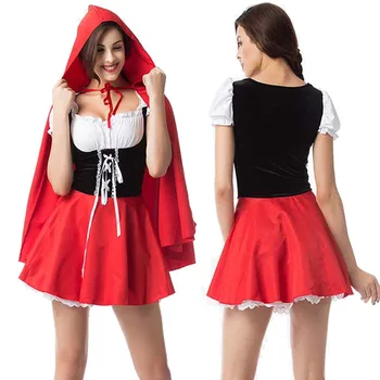 DJGRSTER Femei Cosplay Fata scufița Roșie Cosplay Costum de Halloween Rochie de Printesa DS Haine Pentru Petrecere