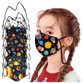 6PCS copii Copii de Călătorie Spațiu Masca Refolosibile Lavabile Respirabil Masca de Fata Clema Măști Cu Curea de Gât Șir Coarda