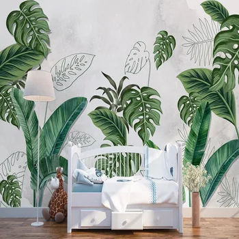 Custom Auto-Adeziv Tapet 3D Frunze de Plante picturi Murale Camera de zi Dormitor Decor Acasă de Fundal Pictura pe Perete rezistent la apa Autocolante
