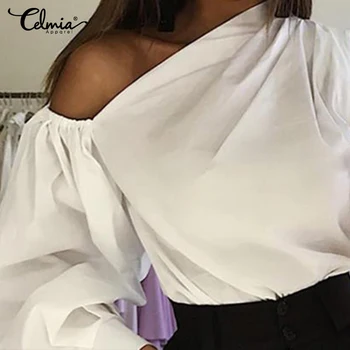 Supradimensionate Tunica Topuri Celmia 2021 Femei, Plus Dimensiune Bluze Sexy Umăr Rece Solid Shirt Doamnelor Liber Casual Elegant Bluses Mujer