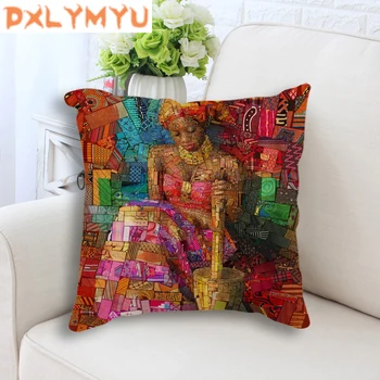 Stil African Femei Mozaic Imagine Lenjerie de pat din Bumbac Pernă 45x45cm Perna Decorative Canapea Talie Perna Masina Acasa Decor