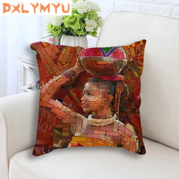 Stil African Femei Mozaic Imagine Lenjerie de pat din Bumbac Pernă 45x45cm Perna Decorative Canapea Talie Perna Masina Acasa Decor