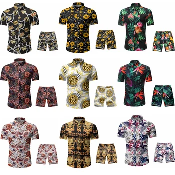 Moda pentru bărbați Costum petrecere a timpului Liber Bărbați Plaja Hawaii Costum de Vară 2020 Brand de Îmbrăcăminte Rever de Imprimare 3D de Top, Tricou, pantaloni Scurți