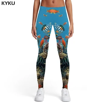 KYKU Brand Pește Femei Jambiere Pantaloni Animal Tropical Spandex Ocean de Imprimare 3d Fishinger Elastic Femei Jambiere Pantaloni Jeggings