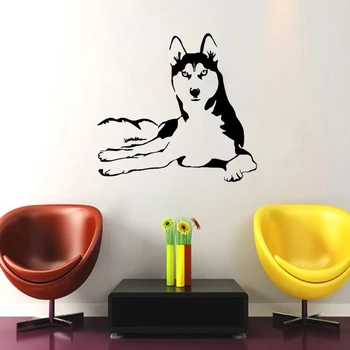 Amuzant Drăguț Câine Husky Art Autocolant de Perete pentru camera Copiilor Decor Acasă Vinil DIY Detașabil Tapet JG3440