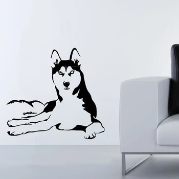 Amuzant Drăguț Câine Husky Art Autocolant de Perete pentru camera Copiilor Decor Acasă Vinil DIY Detașabil Tapet JG3440
