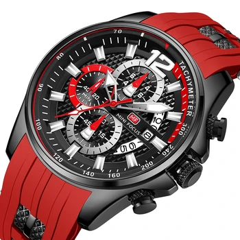MINI FOCUS Moda pentru Bărbați Ceasuri de Top de Brand de Lux Quartz Impermeabil Sporturi Ceas Ceasuri Relogio Masculino Roșu Curea Silicon