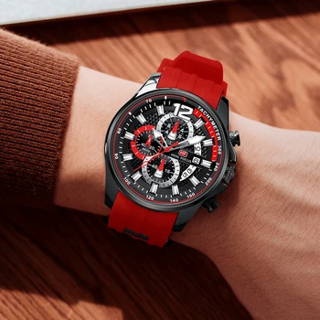 MINI FOCUS Moda pentru Bărbați Ceasuri de Top de Brand de Lux Quartz Impermeabil Sporturi Ceas Ceasuri Relogio Masculino Roșu Curea Silicon