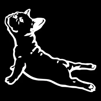 Autocolant auto Bulldog francez de Animale Auto Autocolant animale de Companie Câine de Desene animate Model de Masina Creative protecție Solară rezistent la apa, Negru/Alb,16cm*15cm